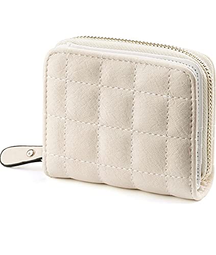 Wallet for Women, White - Checked Pattern