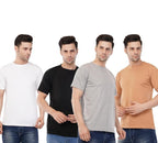 Premium Cotton Unisex T-Shirt Combo Pack of 4 Tees Regular Fit Short Sleeve Stretchable Comfortable Sports Regular Wear Tshirts