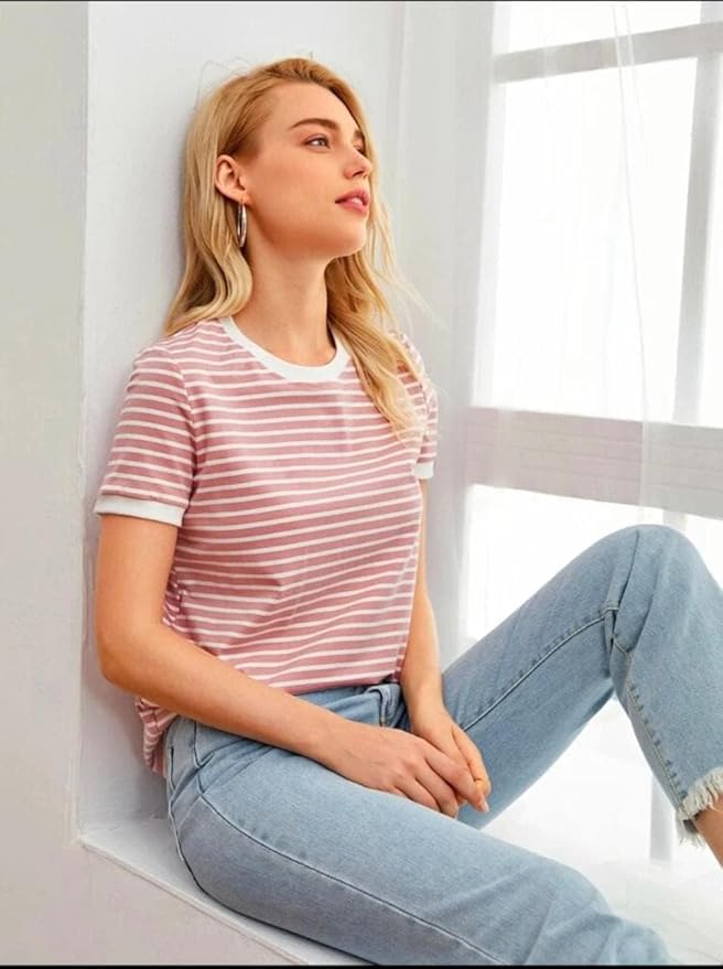 Dream Beauty Fashion Women's Half Sleeve Round Neck Printed