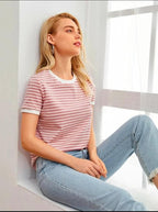 Dream Beauty Fashion Women's Half Sleeve Round Neck Printed