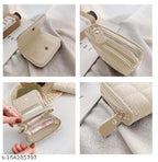 Wallet for Women, White - Checked Pattern