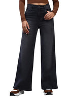 Amazon Brand - INKAST Women High Rise Wide Leg Full Length Cotton Poly Lycra Jeans