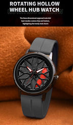 Shocknshop RevolveX Rotating Hollow Wheel Hub Creative Fashion Analog Silicone Magnetic Strap Wrist Watch for Men Boys -WCH368