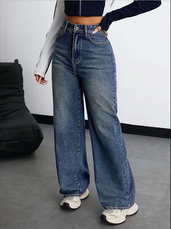 Denim Stretchable High Waist Baggy Jeans for Women