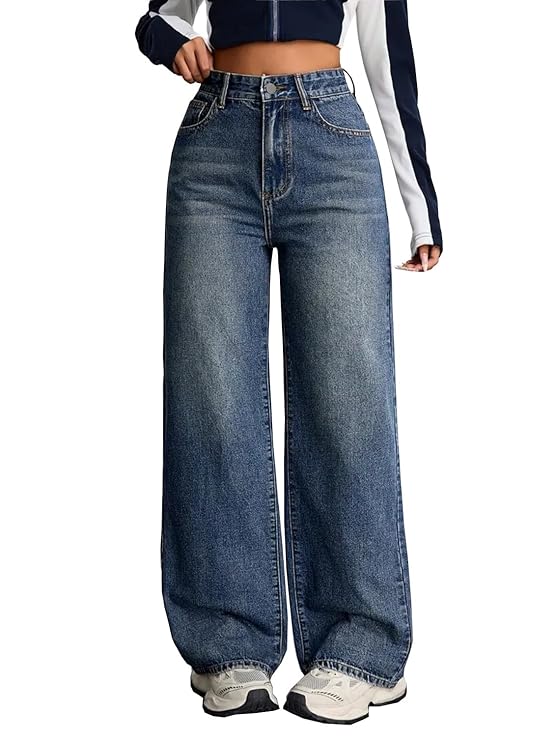 Denim Stretchable High Waist Baggy Jeans for Women