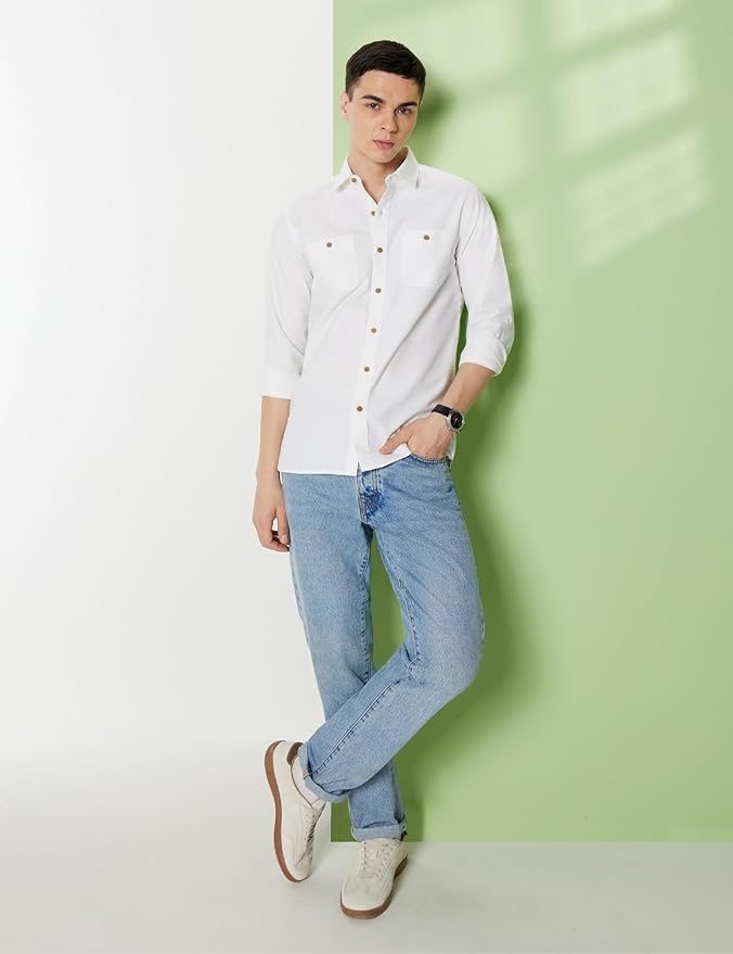 Men's  Double Pocket Shirt - Regular Fit |  Pure Cotton