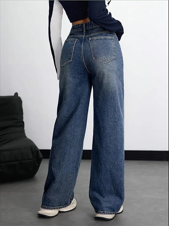 Denim Stretchable High Waist Baggy Jeans for Women