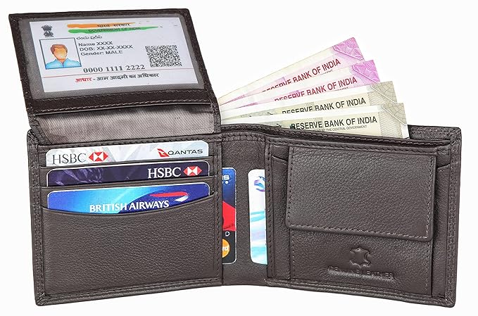 Wallet Men Brown Genuine Leather Gift Set